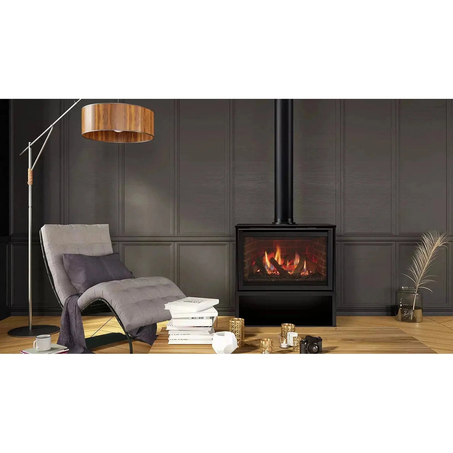 Majestic Ruby 30" Traditional Direct Vent Freestanding Natural Gas Fireplace With Steel Cabinet and IntelliFire Touch Ignition System