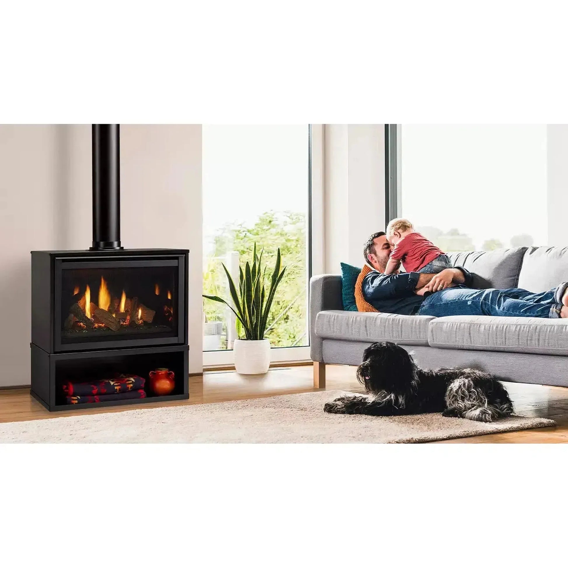 Majestic Ruby 30" Traditional Direct Vent Freestanding Propane Gas Fireplace With Steel Cabinet and IntelliFire Touch Ignition System