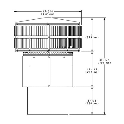 Majestic TR11T-B Round Telescoping Termination Cap with Storm Collar for SL1100 Series Pipe