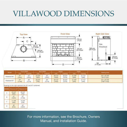 Majestic Villawood 36" Traditional Outdoor Wood Burning Fireplace With Herringbone Refractory