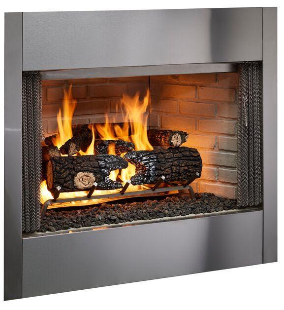 Majestic Villawood 36" Traditional Outdoor Wood Burning Fireplace With Herringbone Refractory