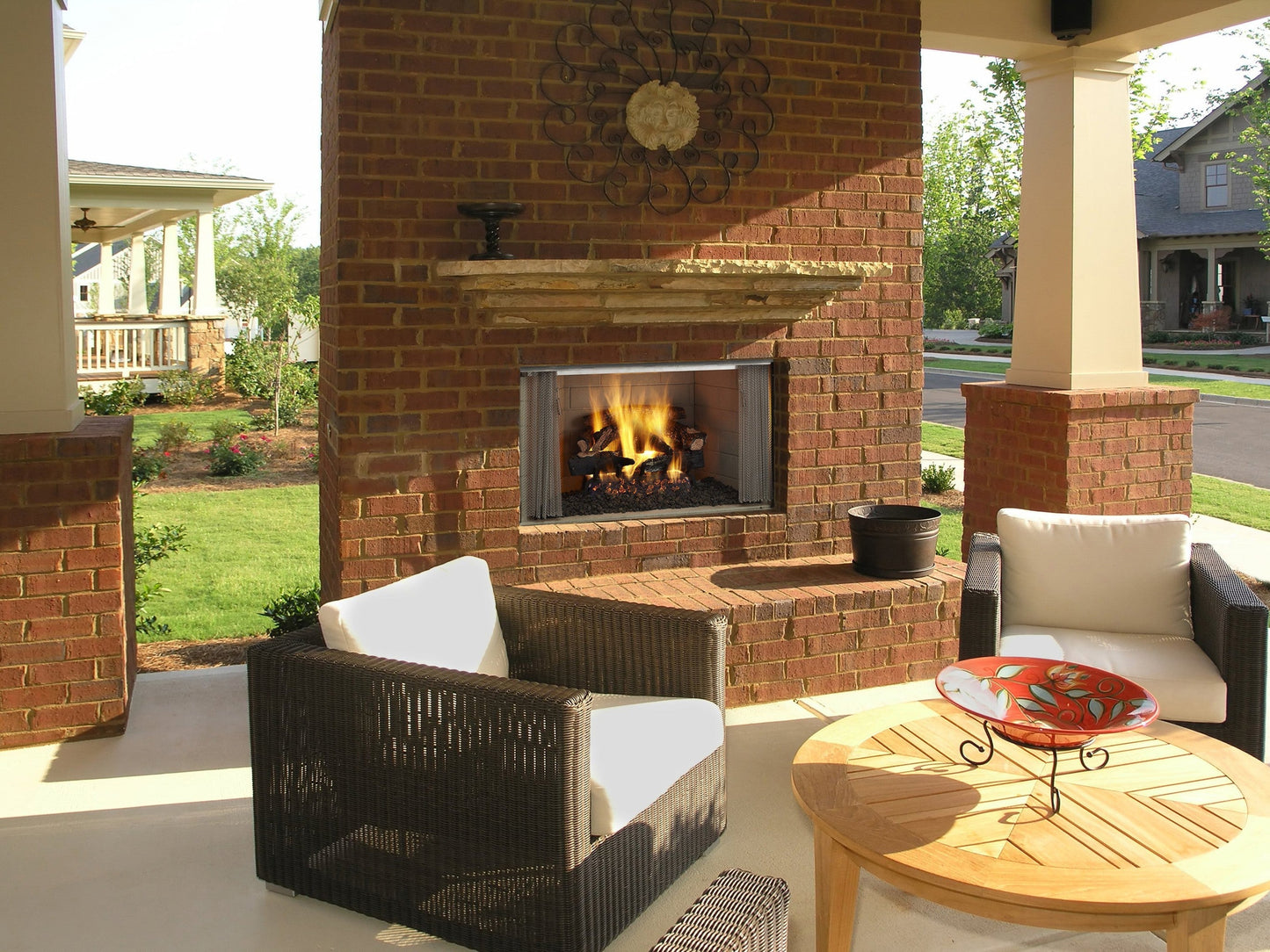 Majestic Villawood 36" Traditional Outdoor Wood Burning Fireplace With Herringbone Refractory