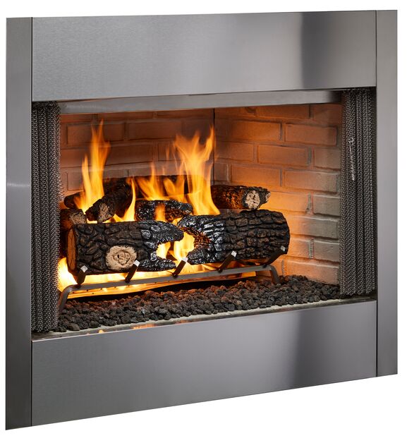 Majestic Villawood 36" Traditional Outdoor Wood Burning Fireplace With Traditional Refractory