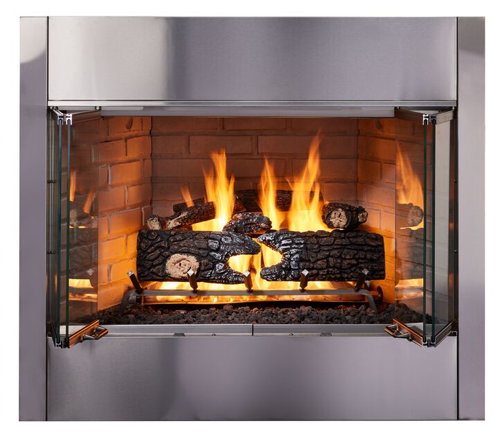 Majestic Villawood 42" Traditional Outdoor Wood Burning Fireplace With Traditional Refractory